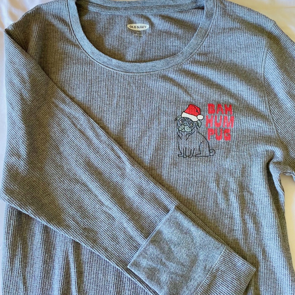 Gray pug pajama top